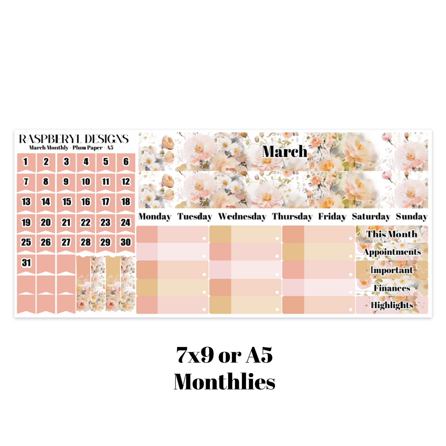 Plum Paper Planner - A5 and 7x9 - Monthly kits - Dated