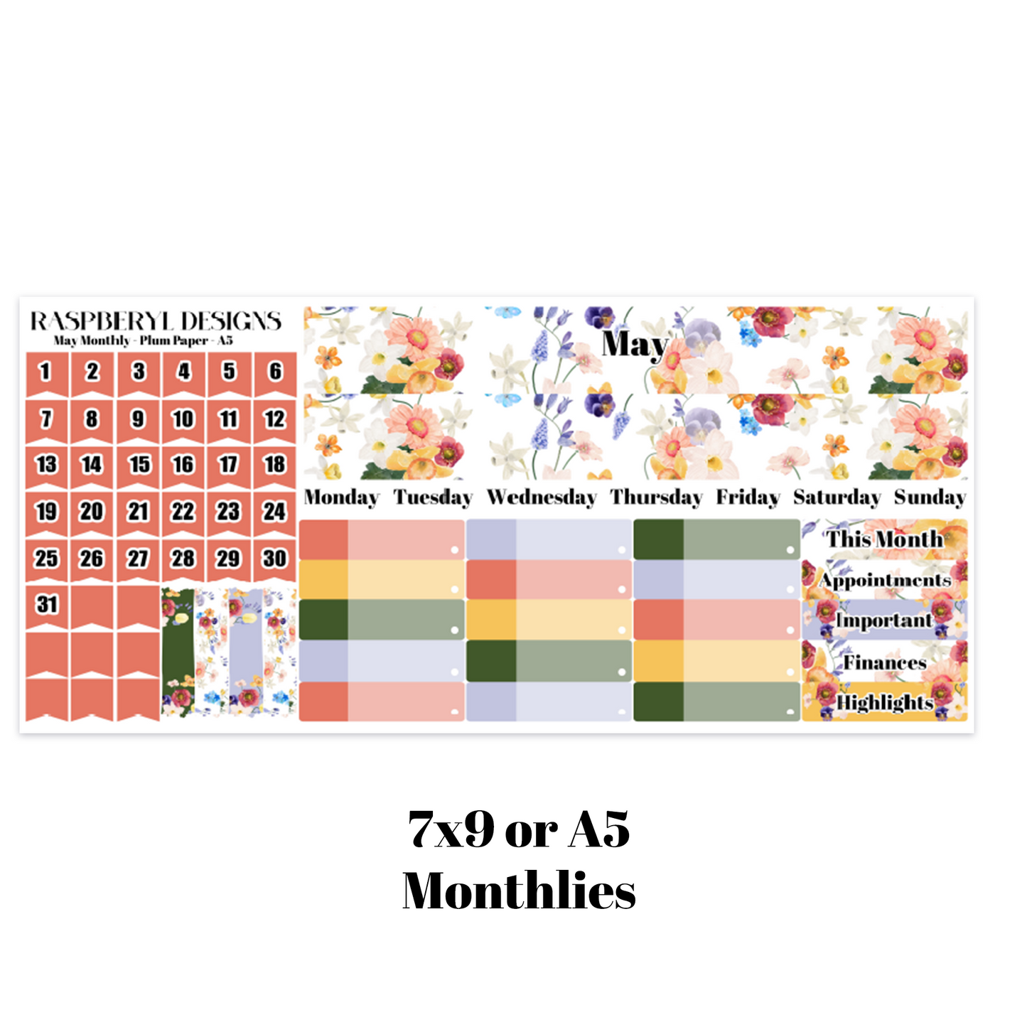 Plum Paper Planner - A5 and 7x9 - Monthly kits - Dated